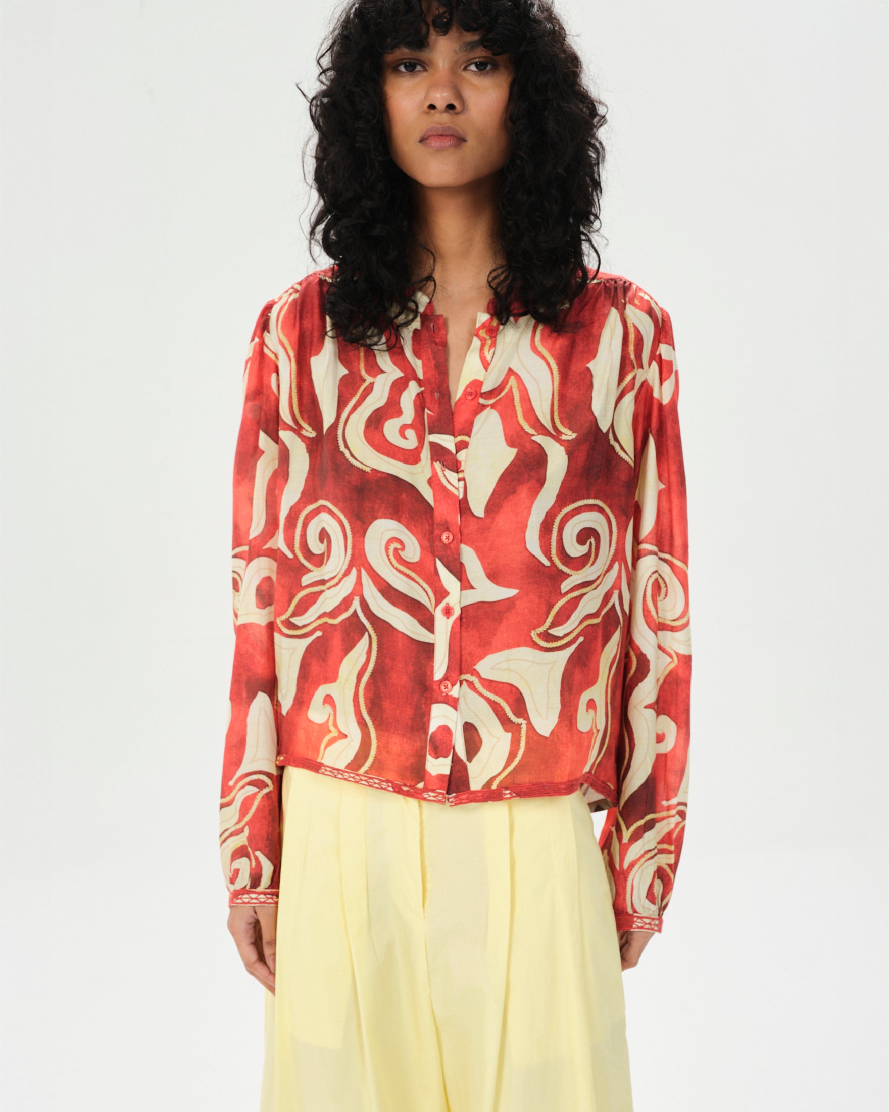 Maria Cher Alvarado Celia Blouse in Red