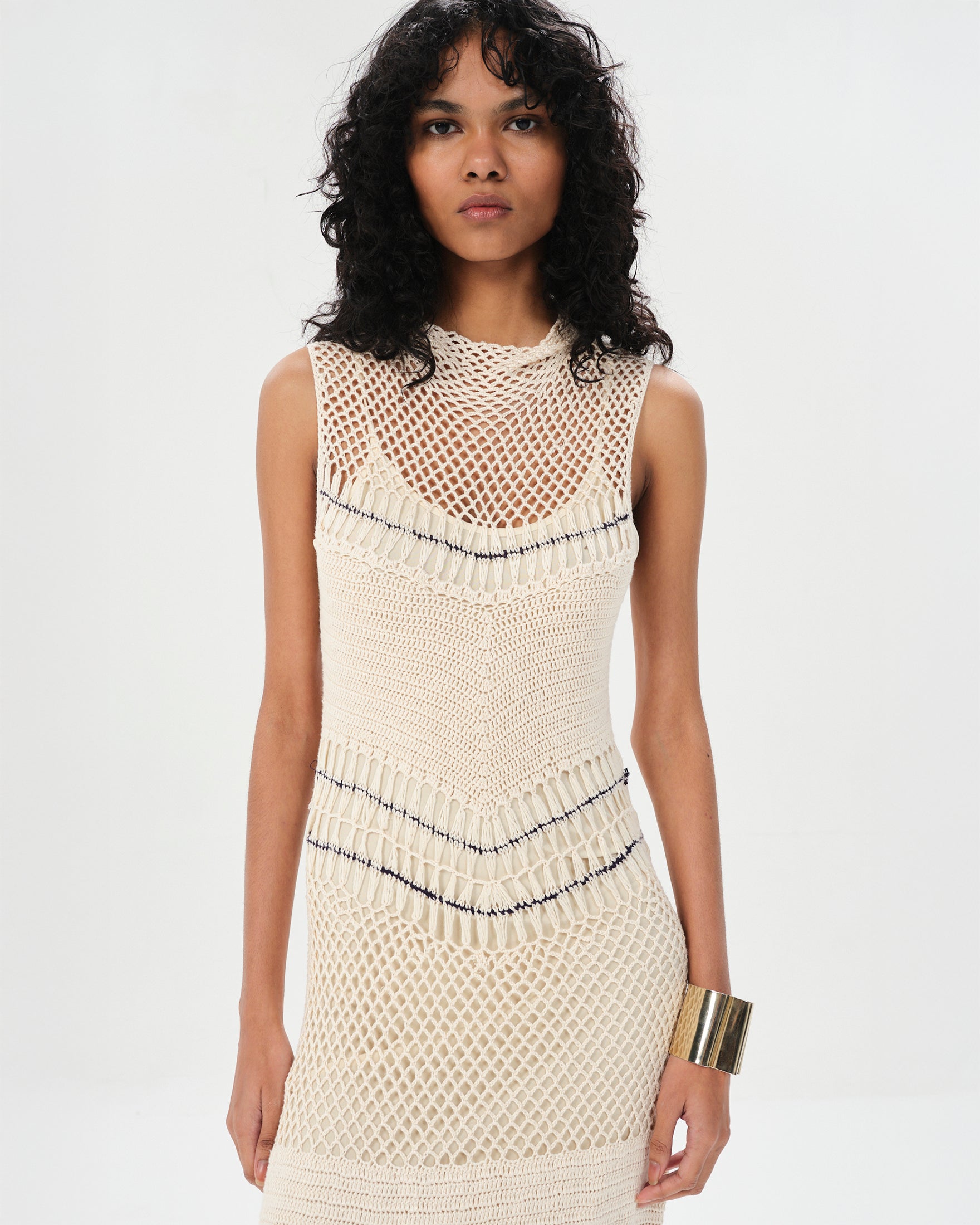 Maria Cher Puan Matilda Sleeveless Dress in Ecru