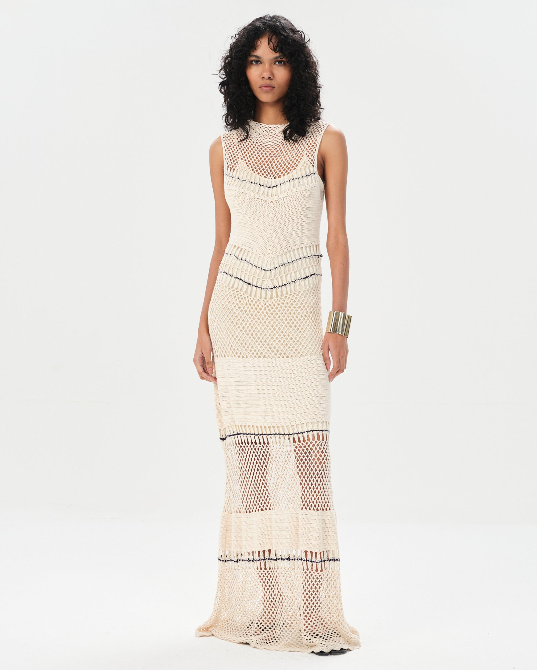 Maria Cher Puan Matilda Sleeveless Dress in Ecru