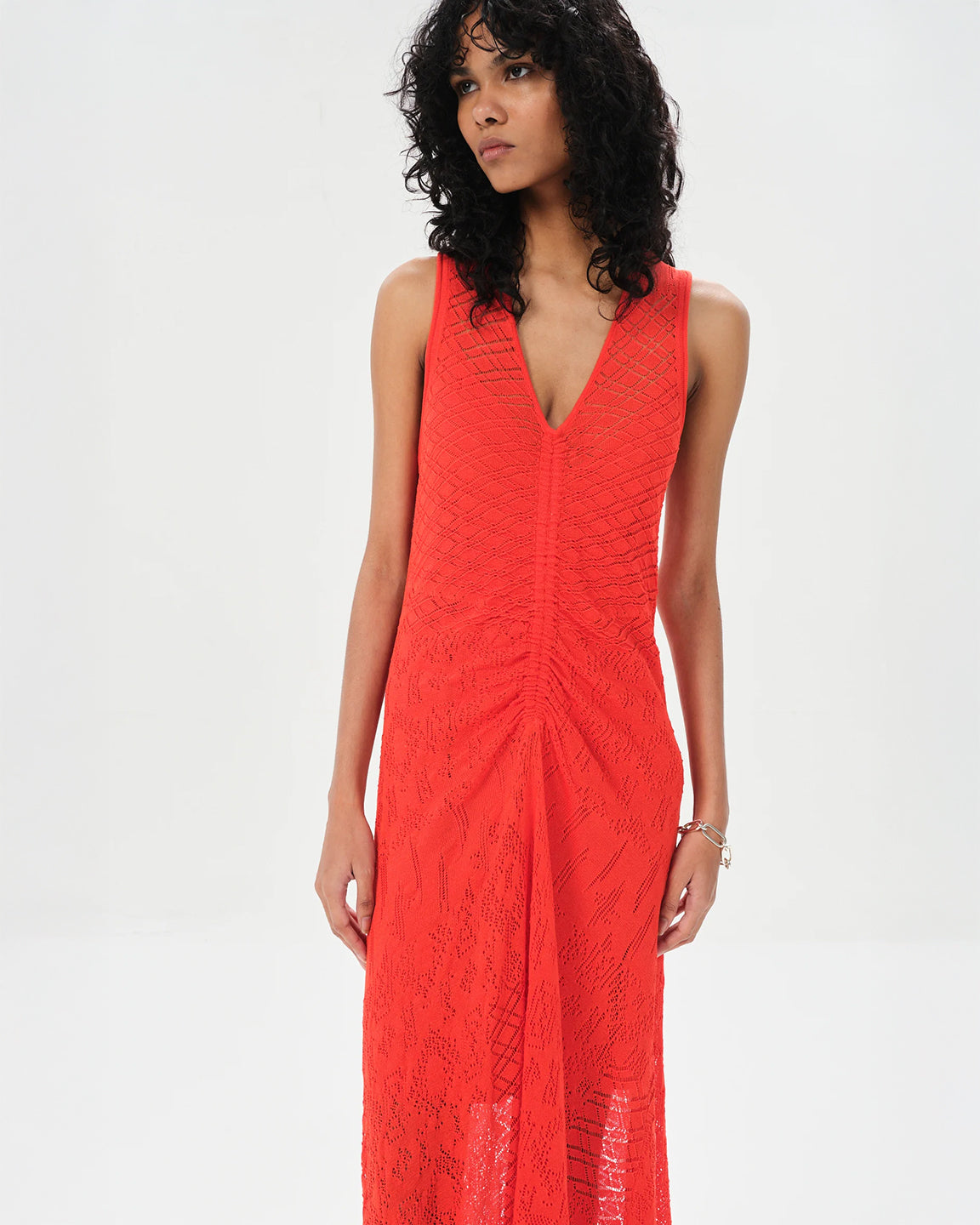 Maria Cher Zarate Jana Midi Dress in Red L