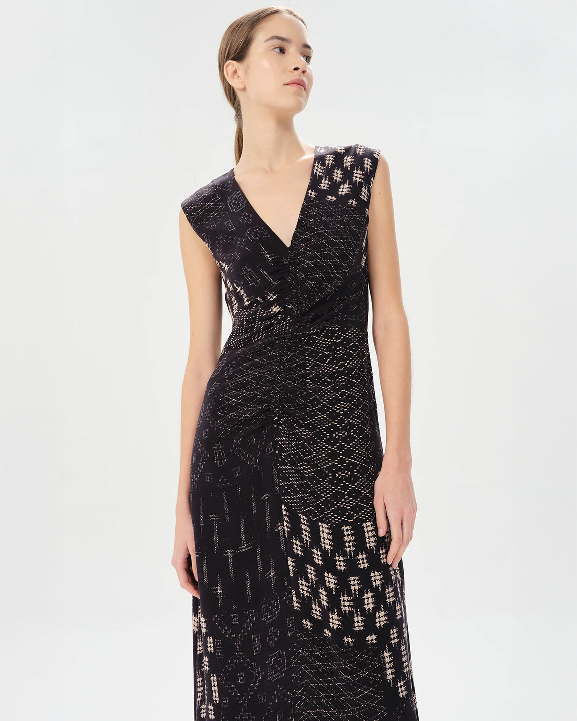 Maria Cher Zarate Tora Long Dress in Navy