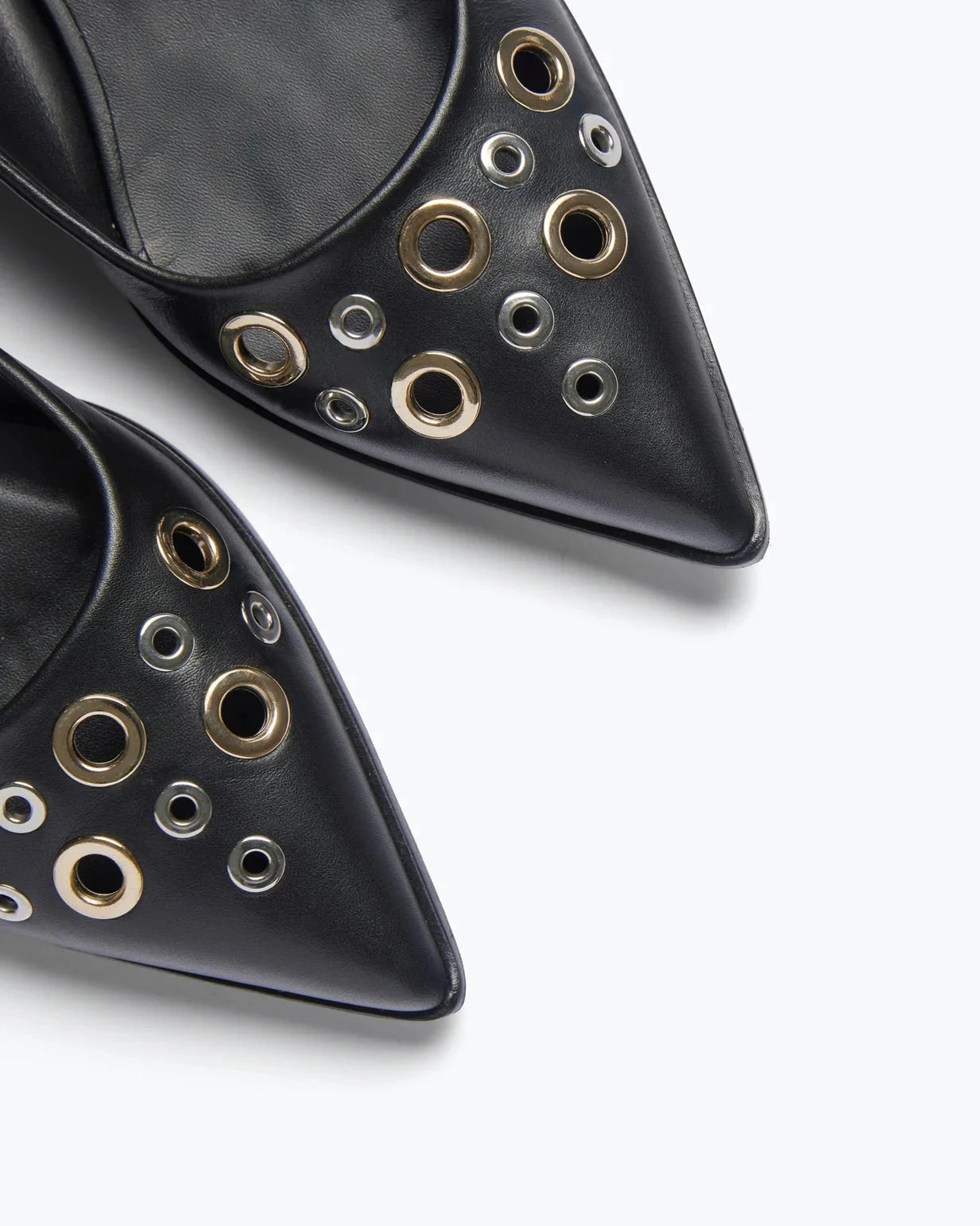 Freda Salvador Marie Slingback in Black Calf With Mixed Grommets