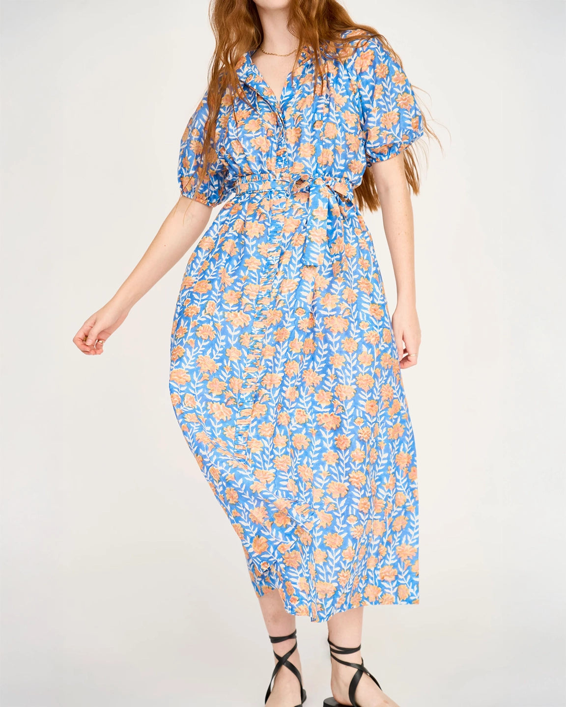 Mirth Somerset Dress in Tangerine Carnation