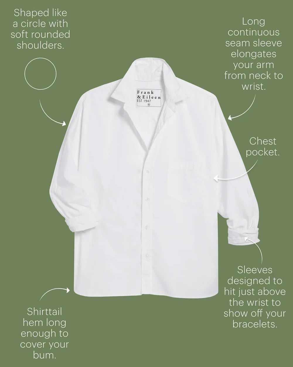 Frank & Eileen Oona Continuous Button-Up Shirt in White