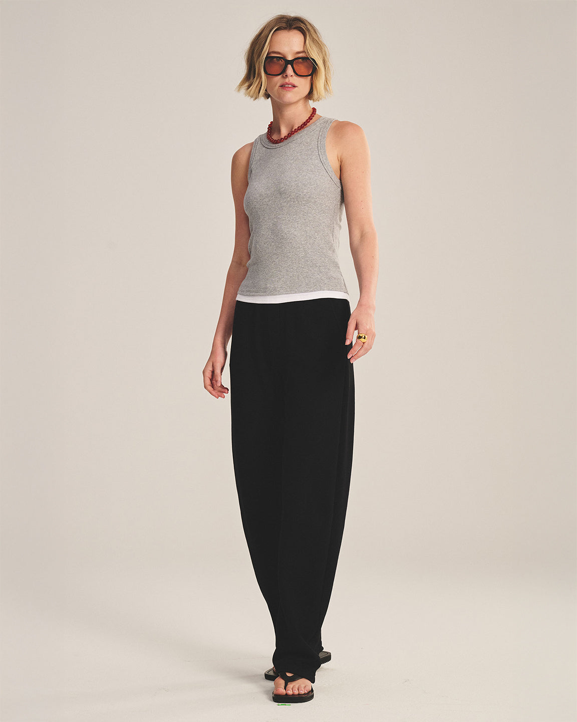 velvet by Graham and Spencer Orion Tank in Heather Grey/White