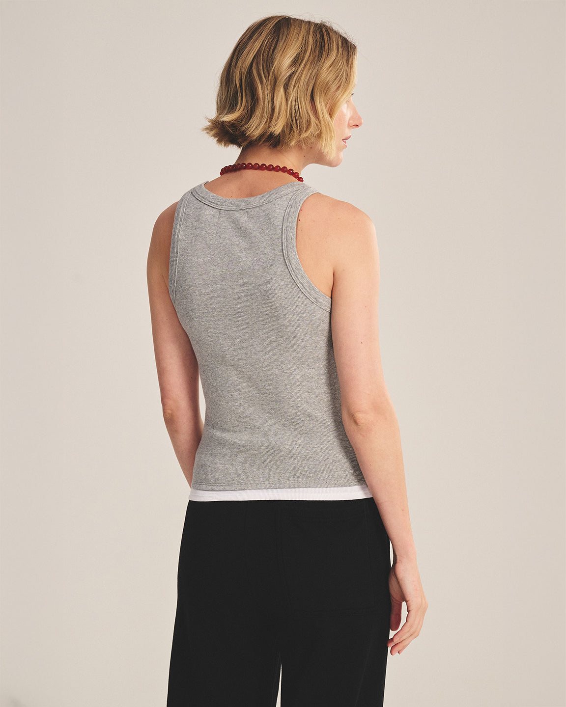 velvet by Graham and Spencer Orion Tank in Heather Grey/White
