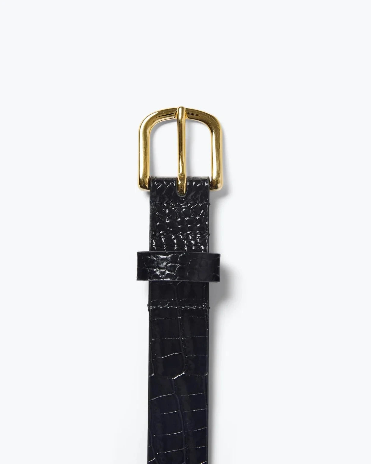 Freda Salvador Rebecca Belt In Black Embossed Croc