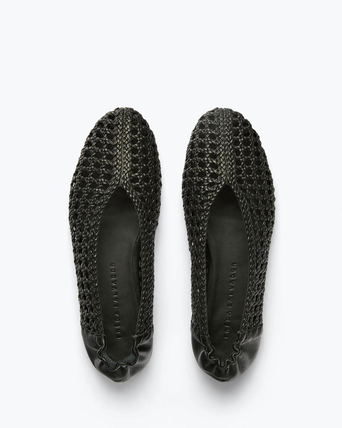 Freda Salvador Riley Flat in Black Woven Calf