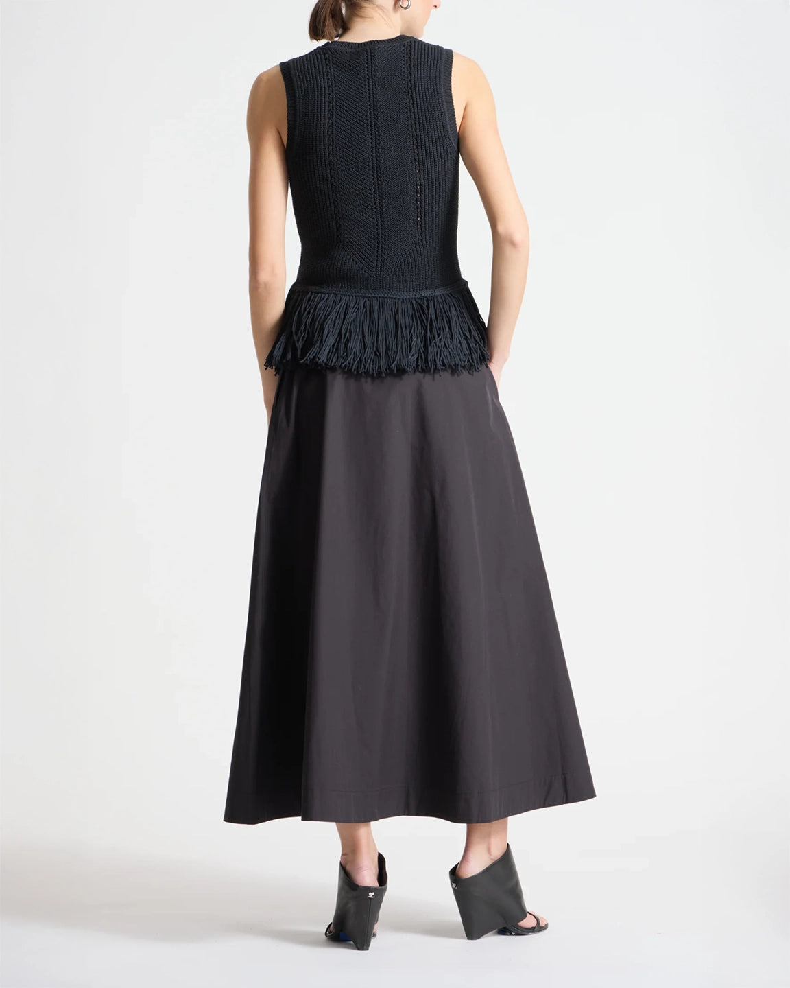 Saint Art Collins Fringe Knit Blouse in Black