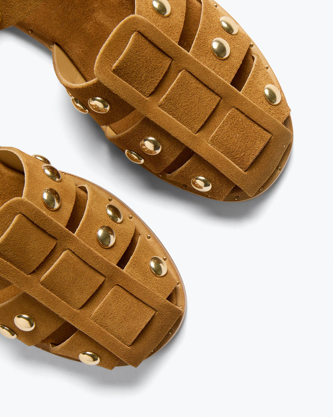 Freda Salvador Sera Sandal in Nut Suede with Gold Studs
