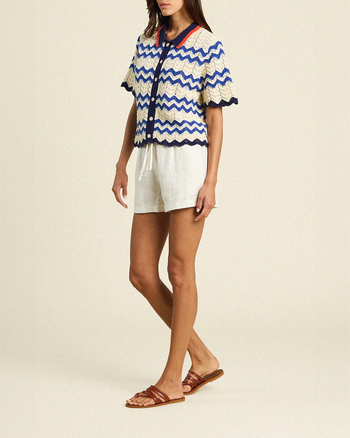 Trovata Birds of Paradis Paloma Cardigan in Blue Stripe