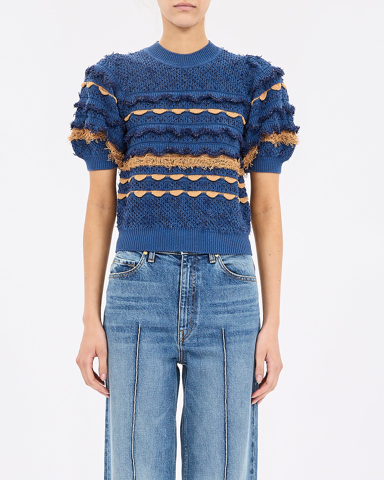 Ulla Johnson Andira SS Knit Top In Day Break