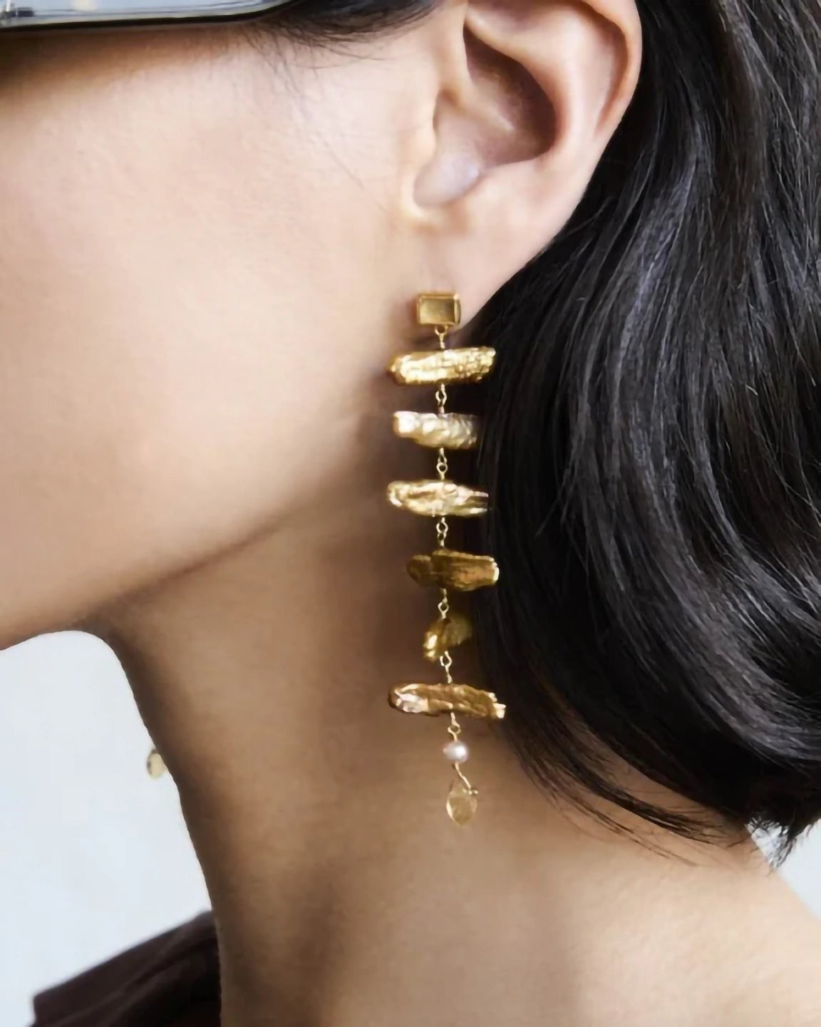 Chan Luu Cascade Gold Pearl Earrings