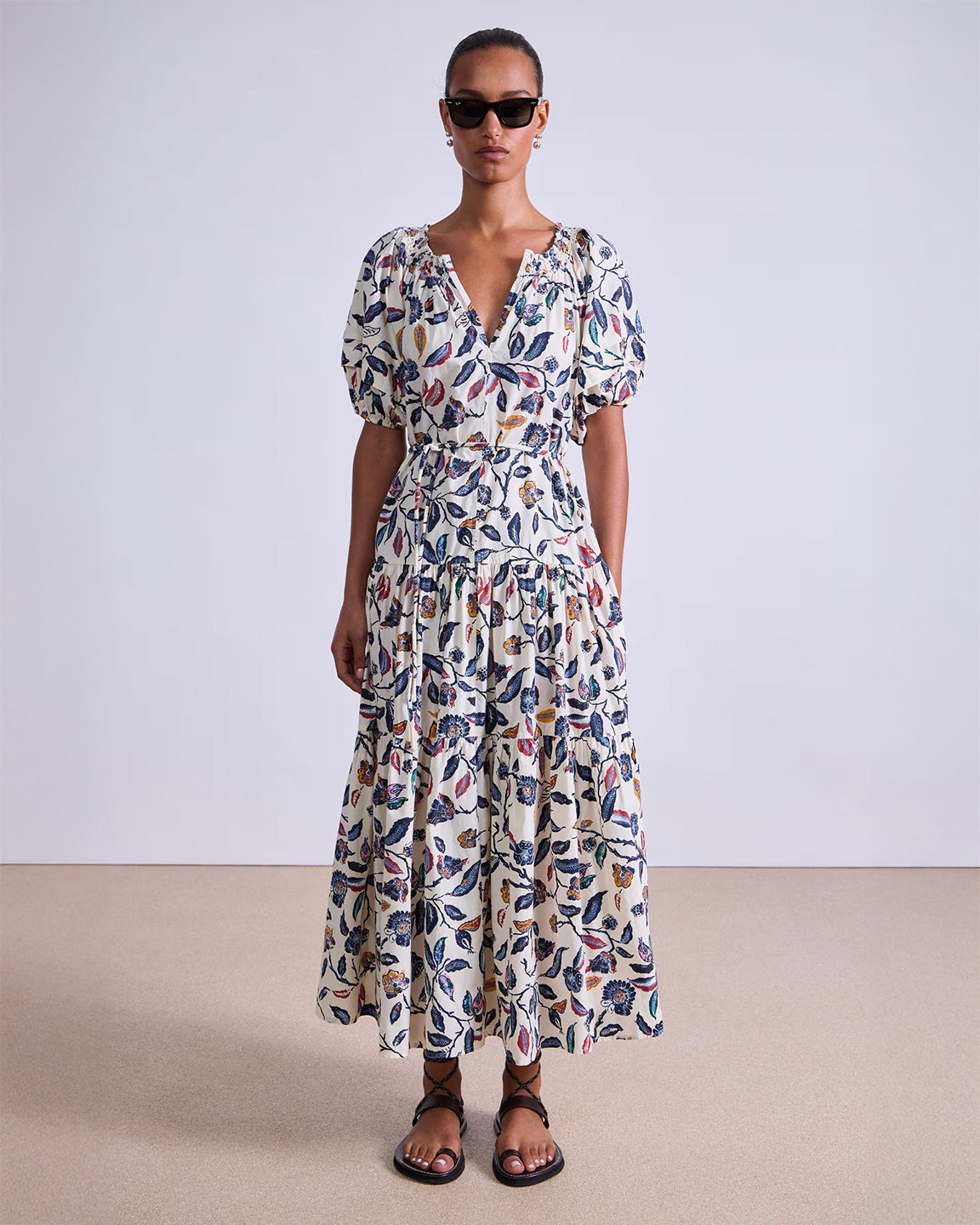 Apiece Apart Uva Romantic Maxi In Garden Floral Cream