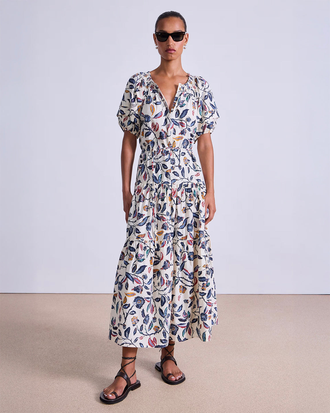 Apiece Apart Uva Romantic Maxi In Garden Floral Cream