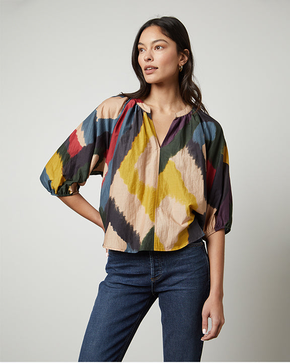 velvet by Graham and Spencer Lizette Top in Chai Multi