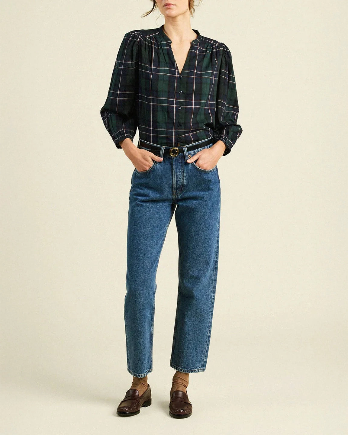 Trovata Birds Of Paradis Maisey Blouse In Windsor Plaid