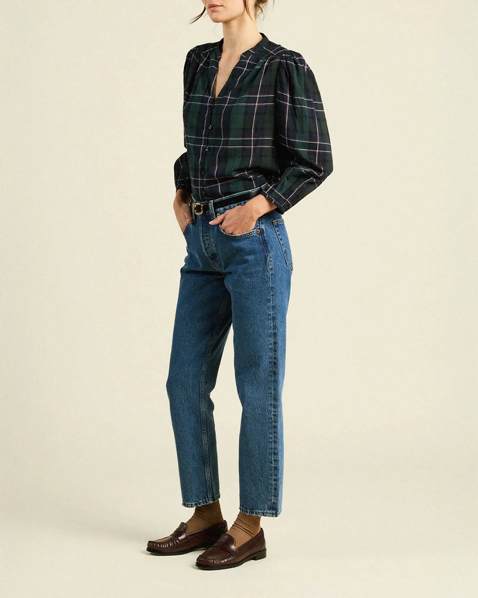 Trovata Birds Of Paradis Maisey Blouse In Windsor Plaid