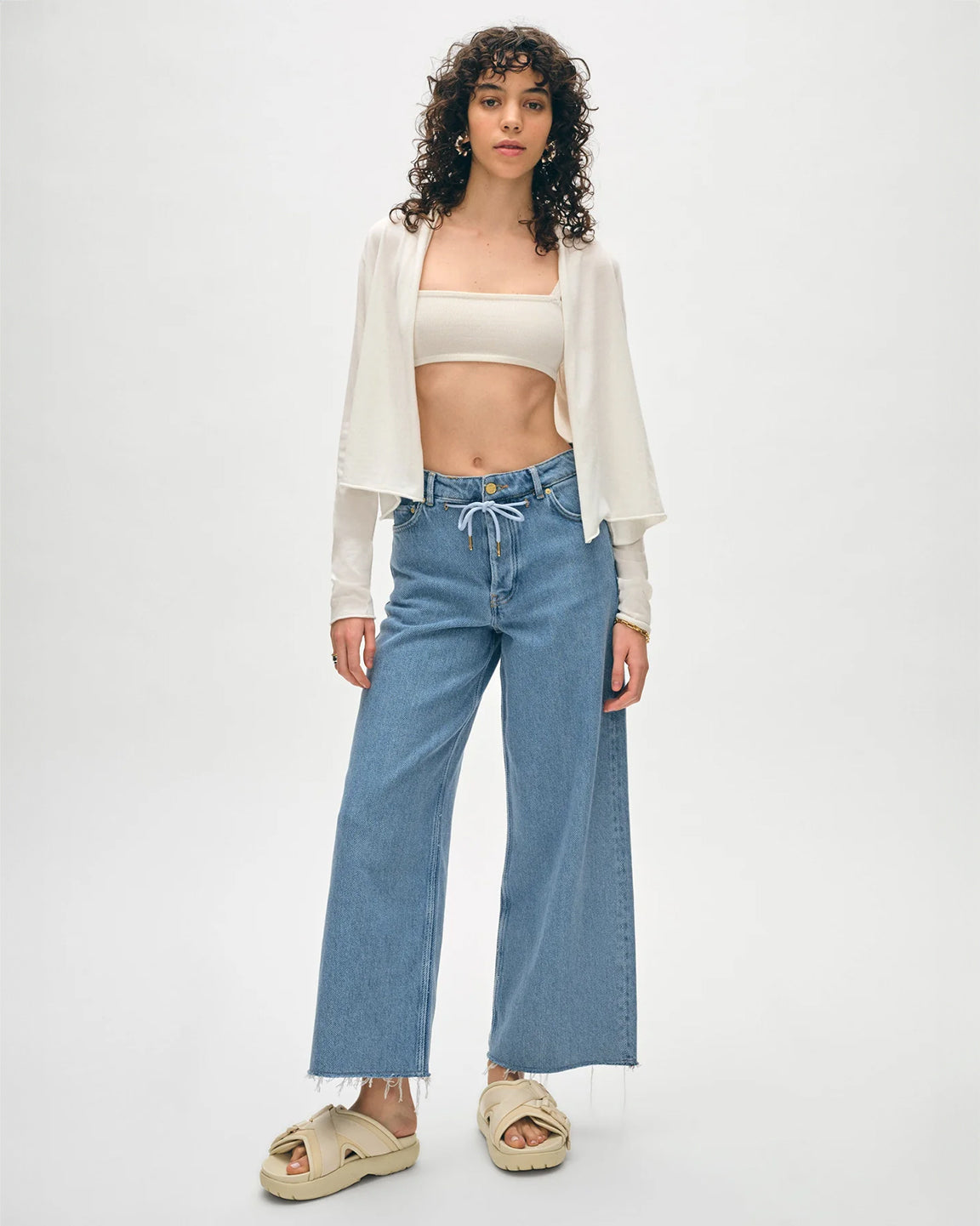 White and Warren Superfine Organic Cotton Cropped Trapeze in White