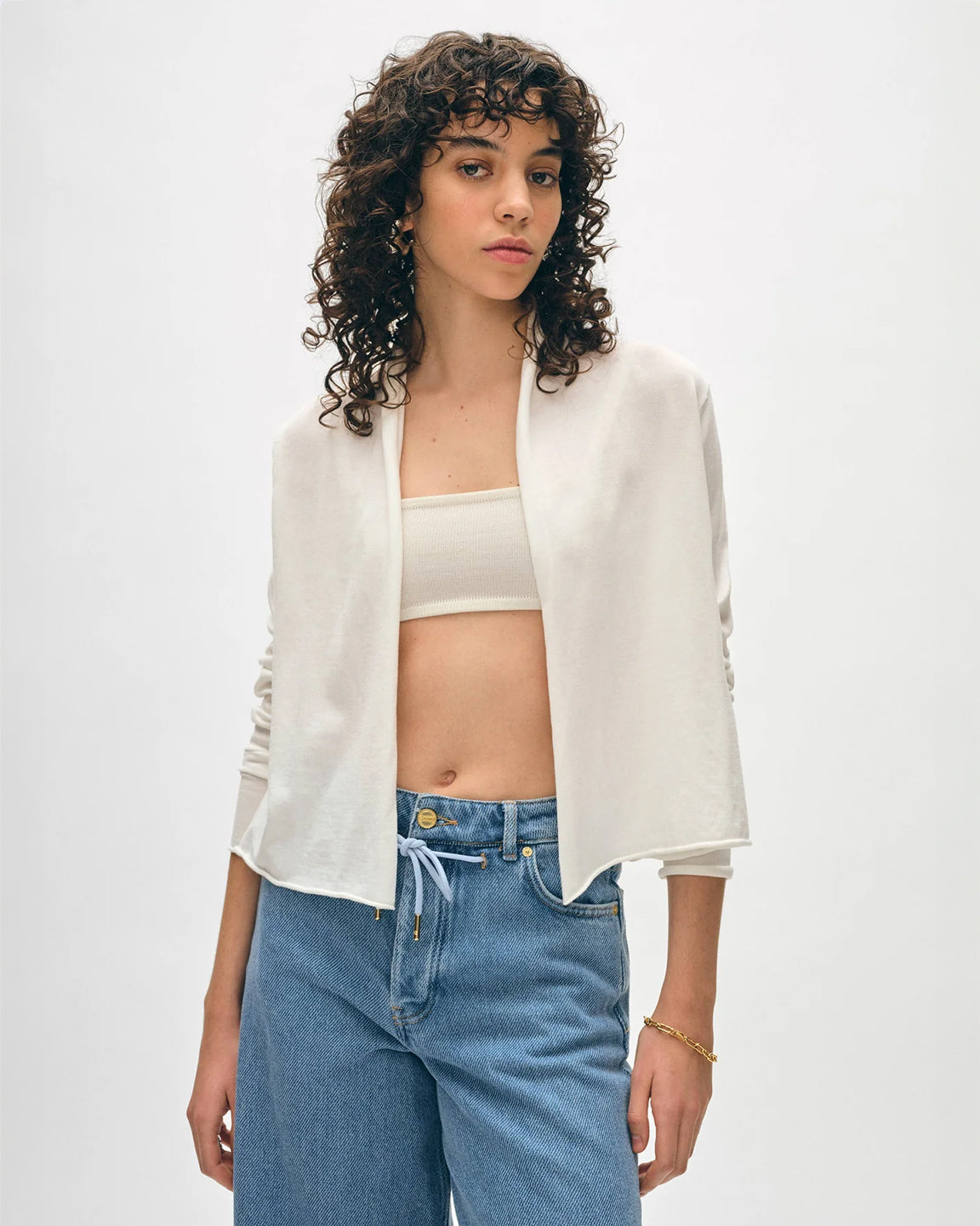 White and Warren Superfine Organic Cotton Cropped Trapeze in White