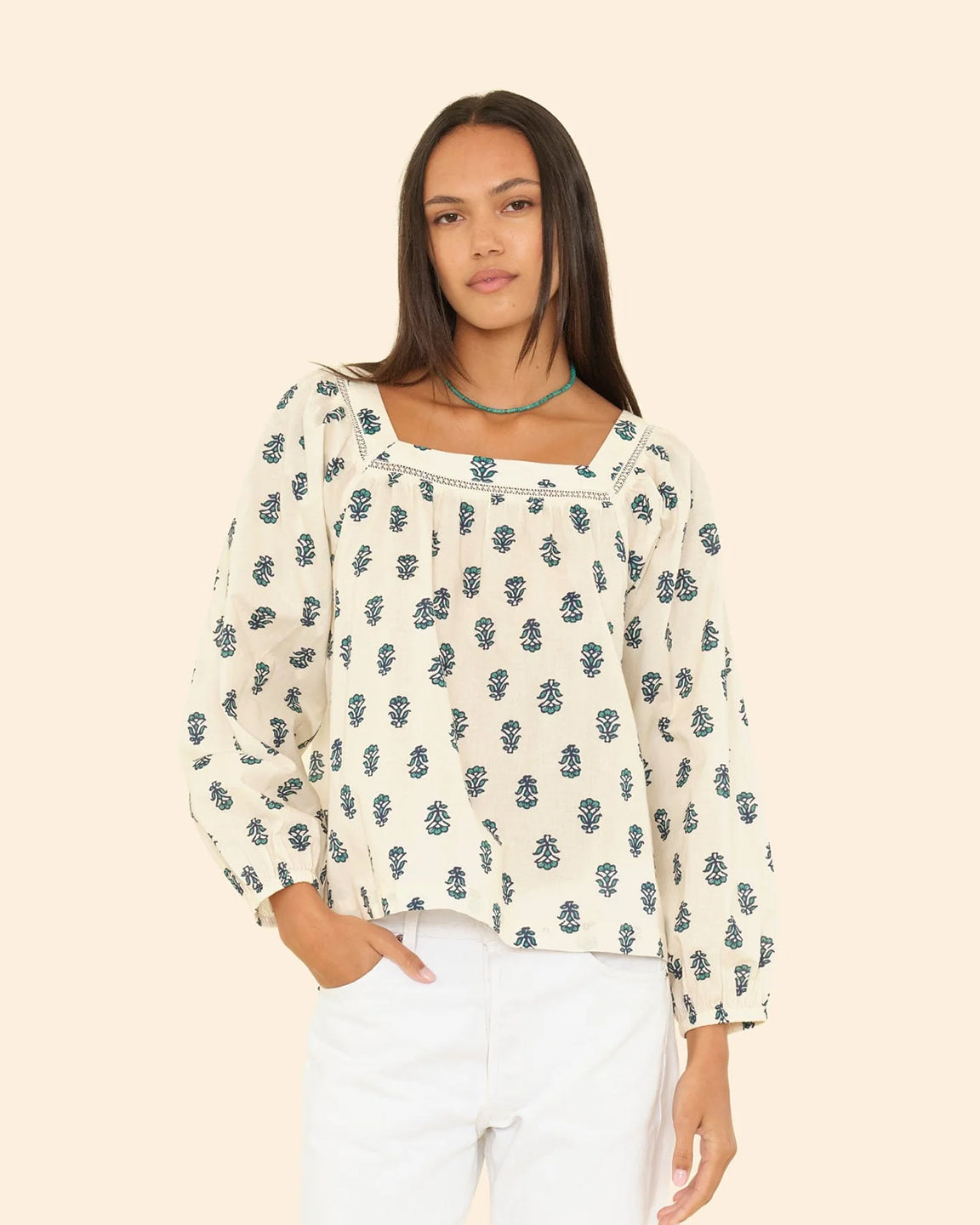 Xirena Mira Top in Clover Stamp