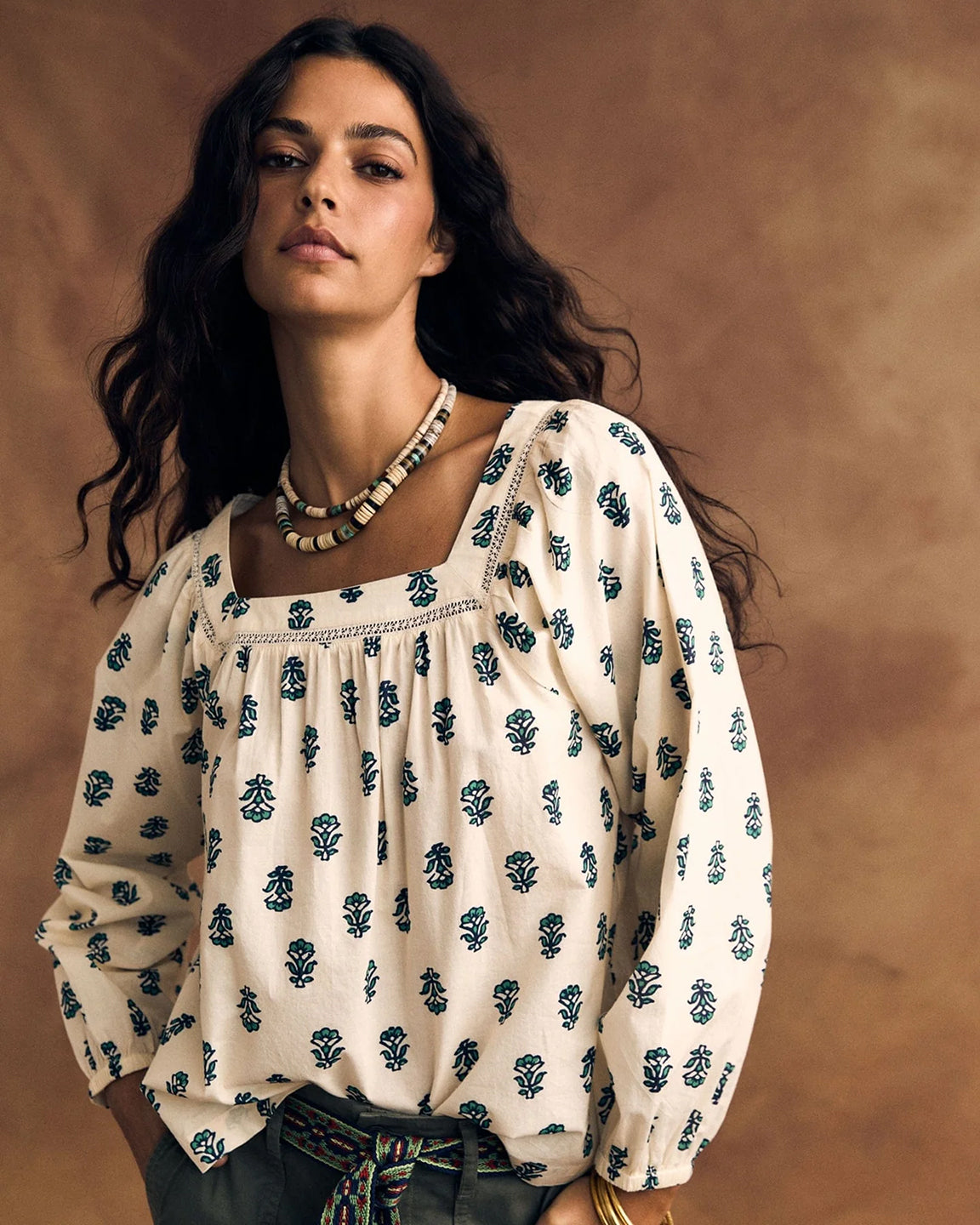 Xirena Mira Top in Clover Stamp
