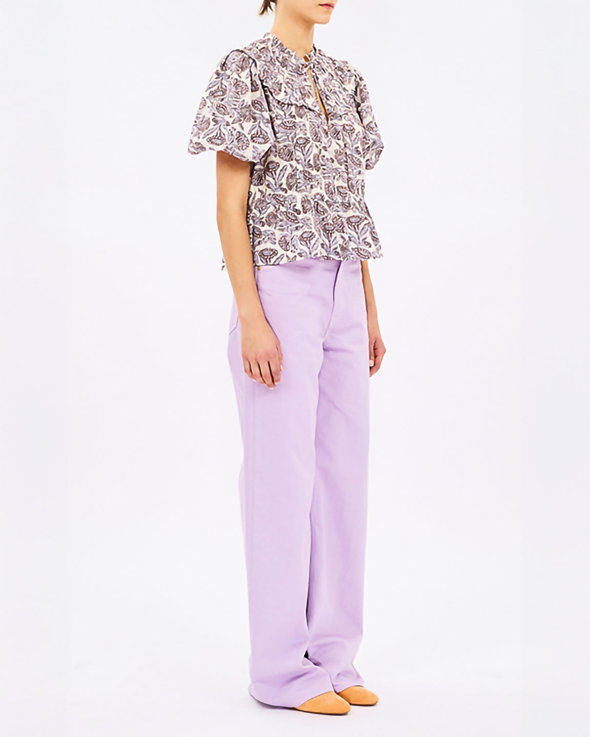 Ulla Johnson Elvie Short Sleeve Cotton Top in Zinnia or Meadow