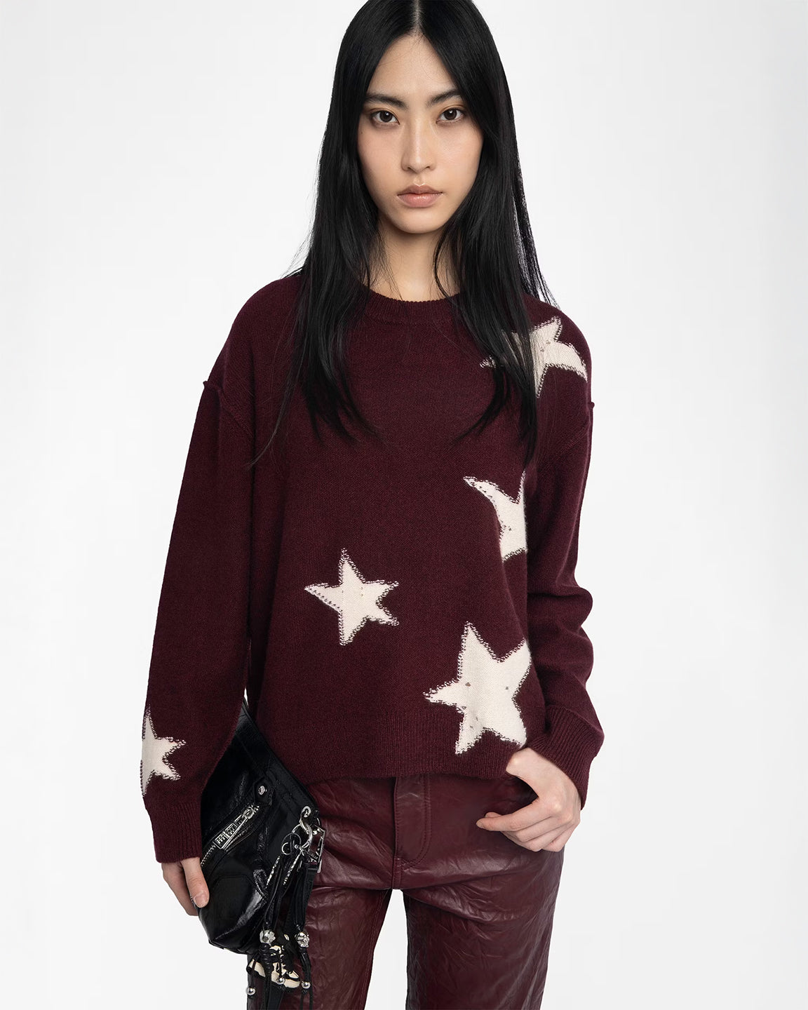 Zadig & Voltaire Markuz WS Stars Sweater in Burgundy