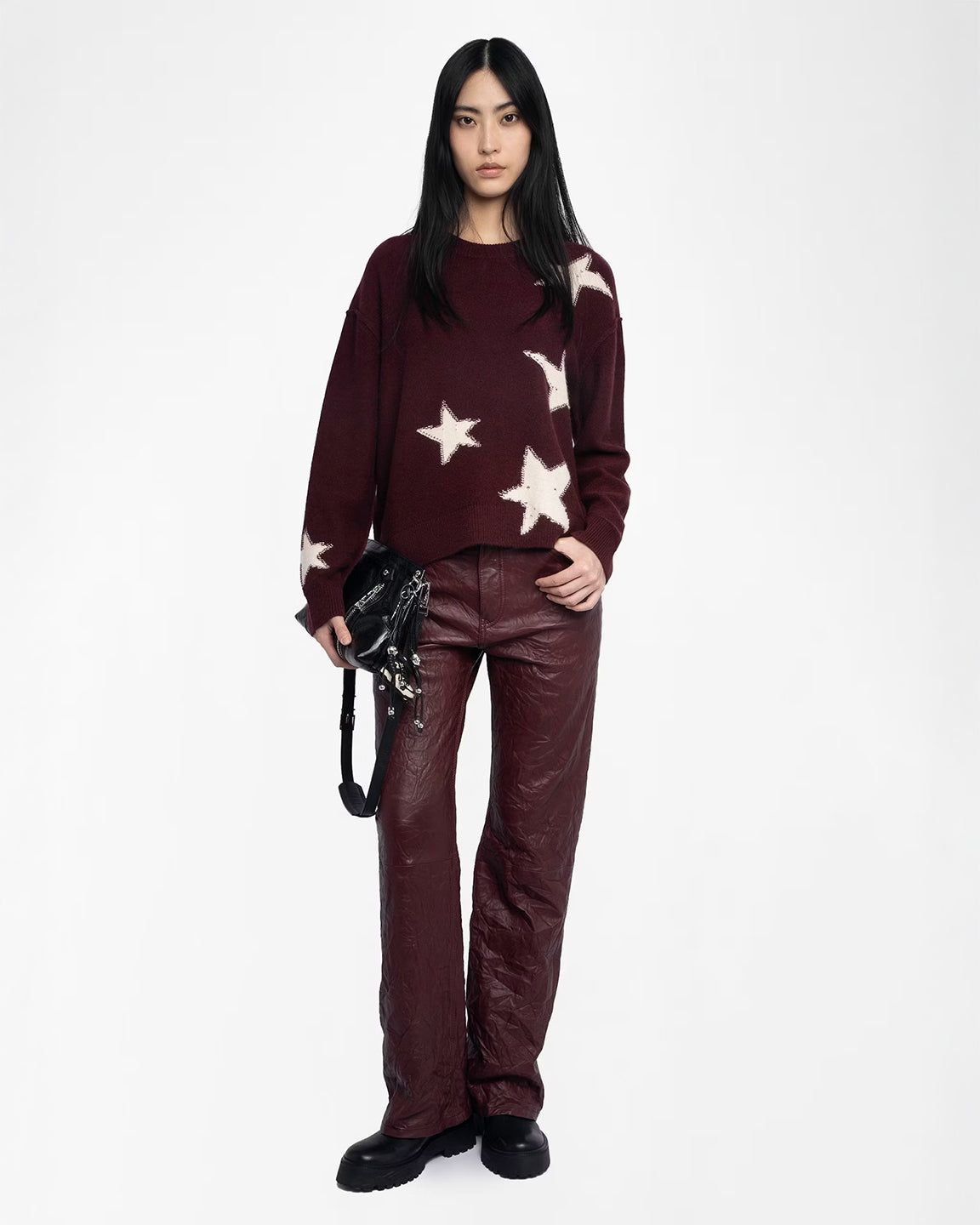Zadig & Voltaire Markuz WS Stars Sweater in Burgundy