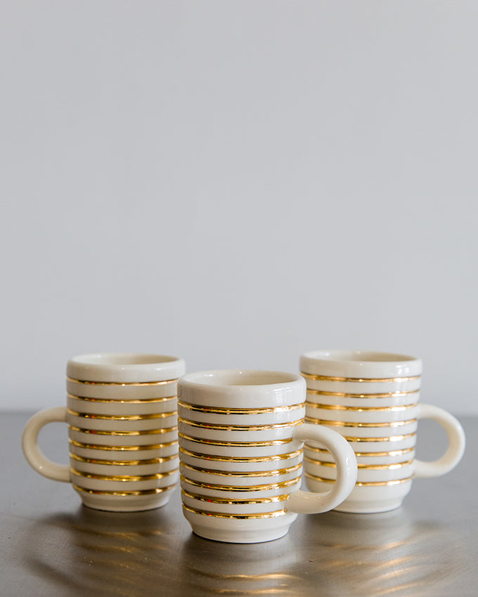 Eliana Bernard Gold Lines Mug in Cream Gloss