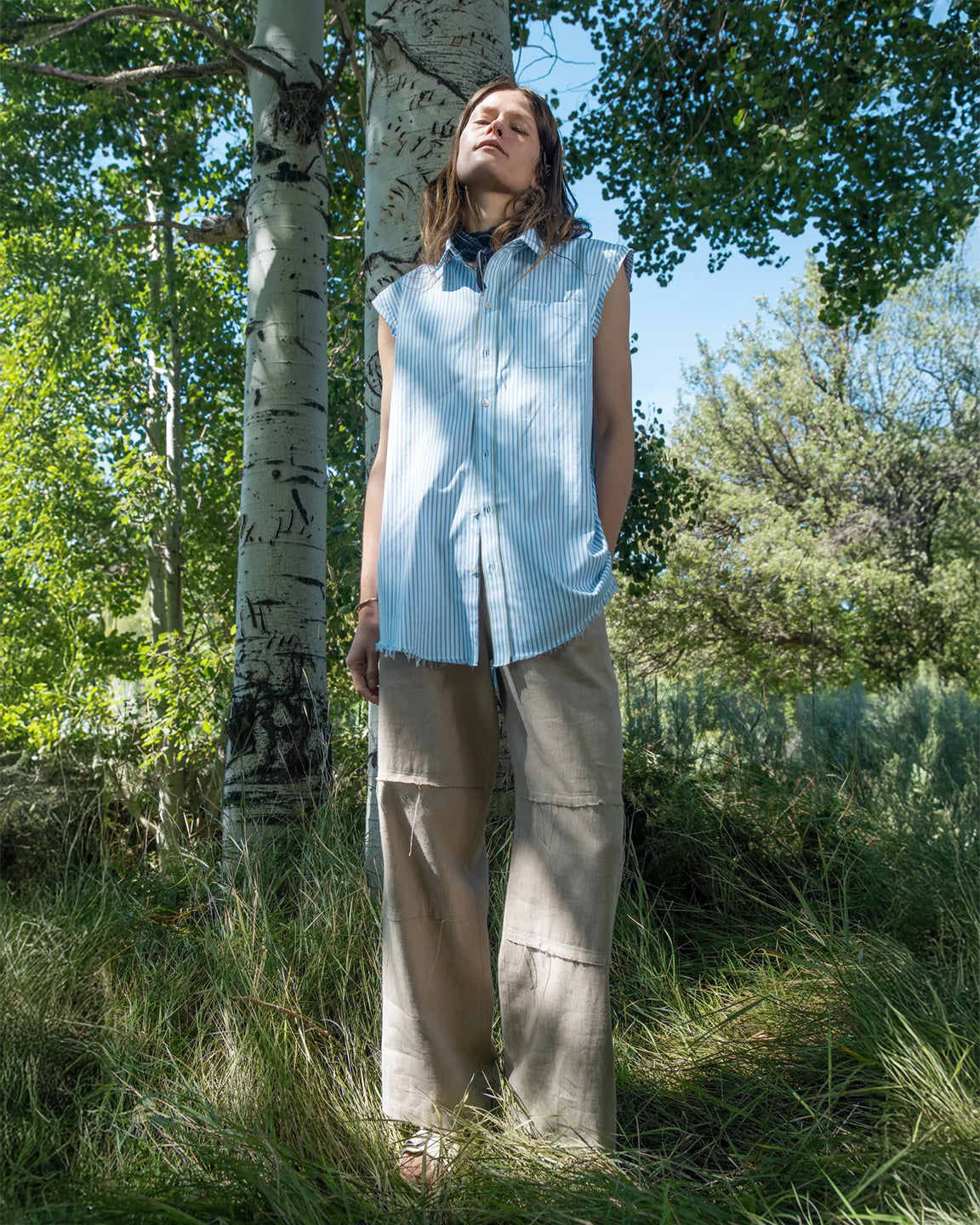 Raquel Allegra Gardener Shirt in Blue Stripe