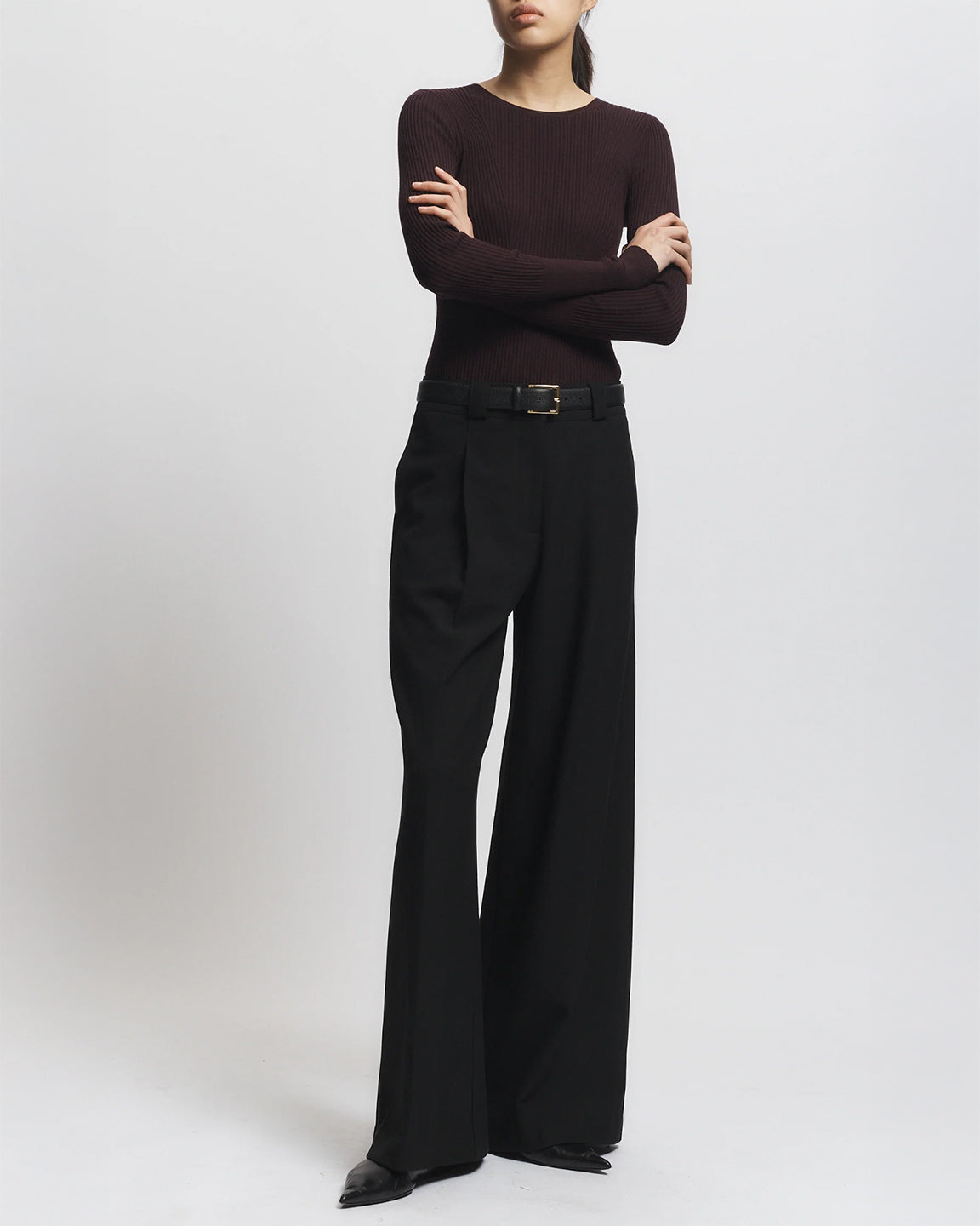 Saint Art Tiffany Mid-Waisted Wideleg Trouser in Black