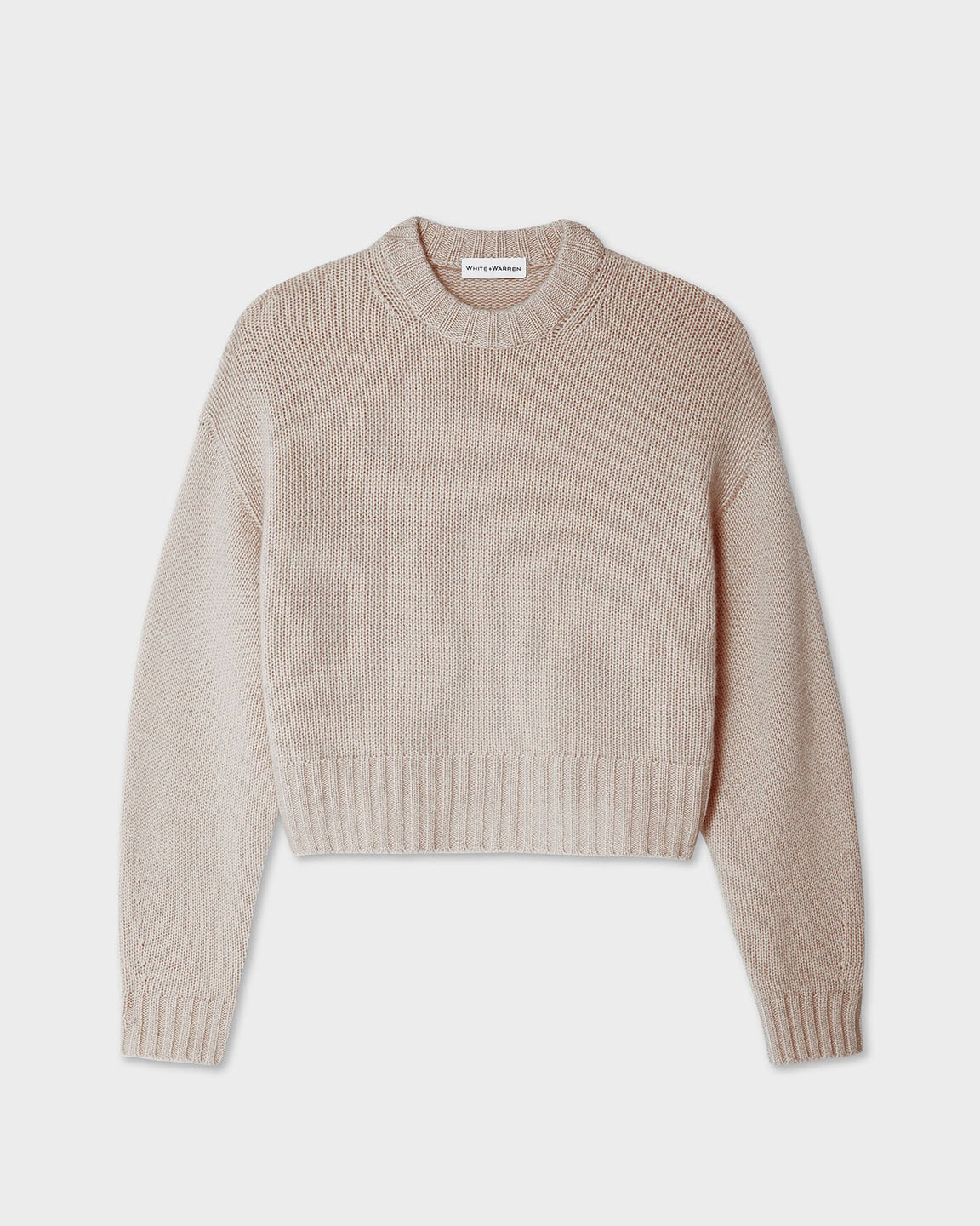 White and Warren Cashmere Luxe Boxy Crewneck in Sandwisp Marl