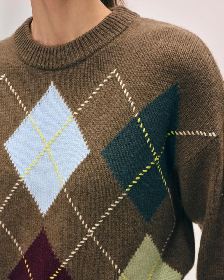 CASHMERE ARGYLE CREW