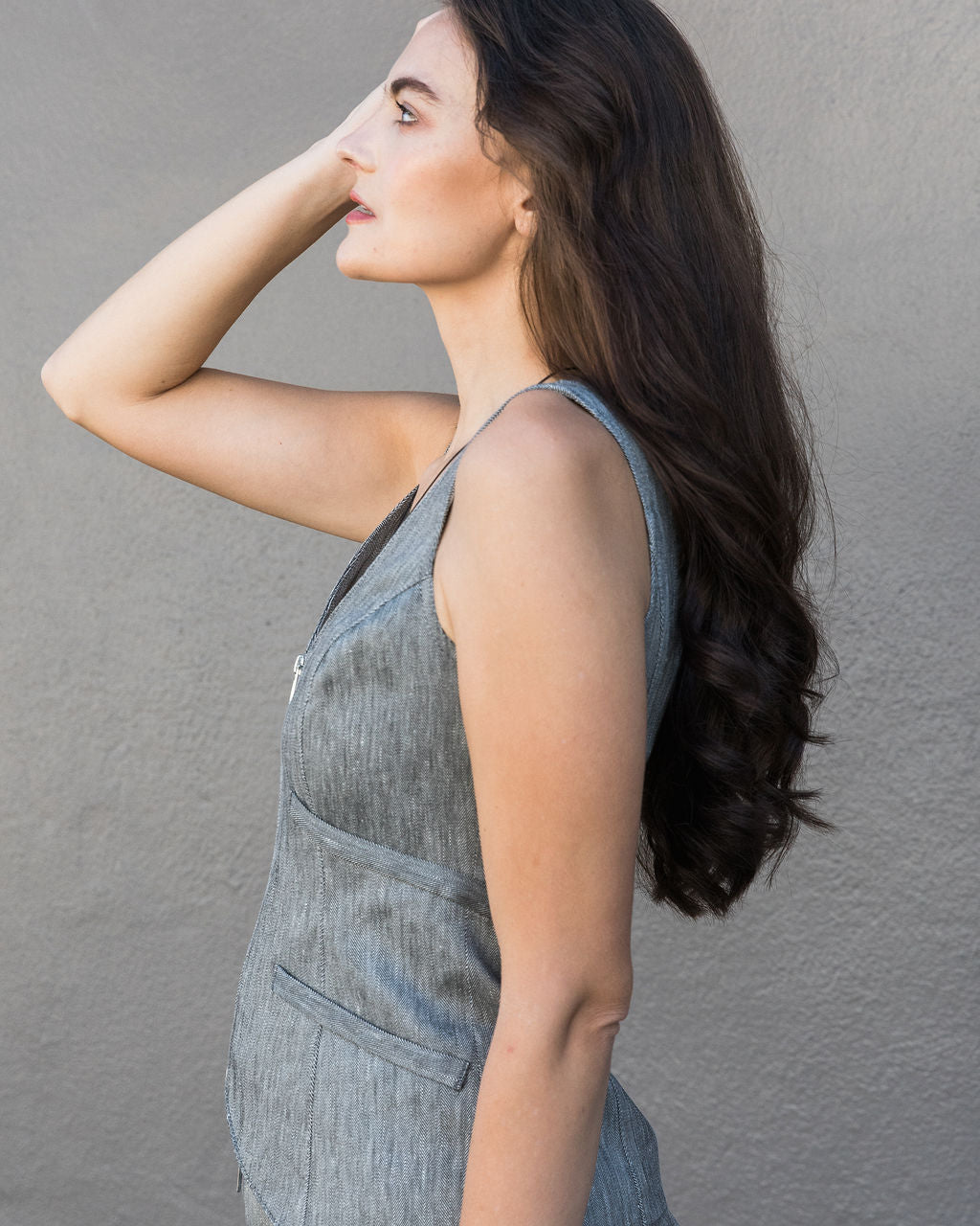 Smythe Exposed Zip Waistcoat in Granite