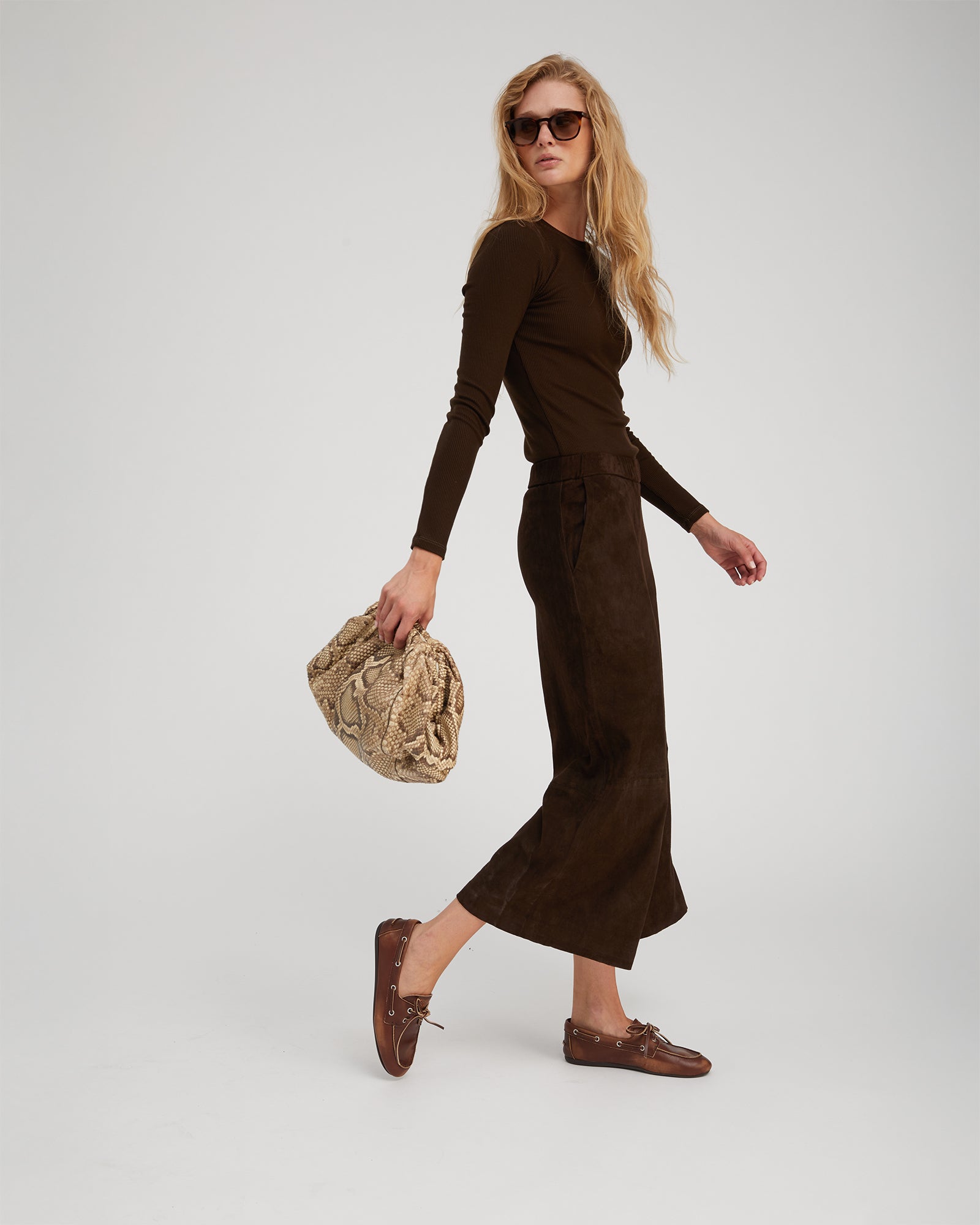 SPRWMN Culotte Suede Pant In Americano