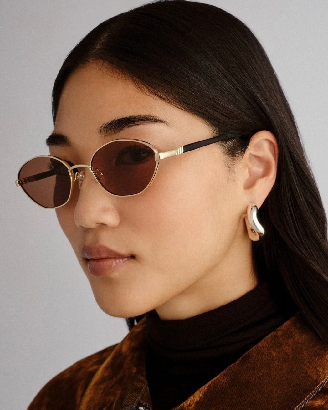 Le Specs Le Bebe in Gold with Brown Mono Polarized Lenses