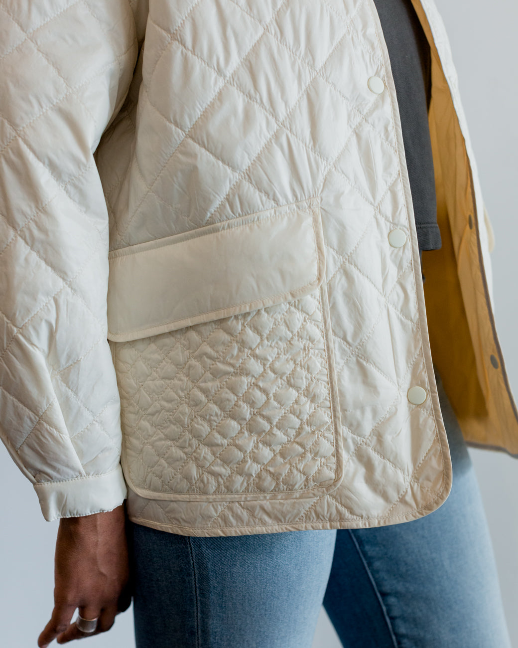 OOF Quilted Shirt Jacket in Panna