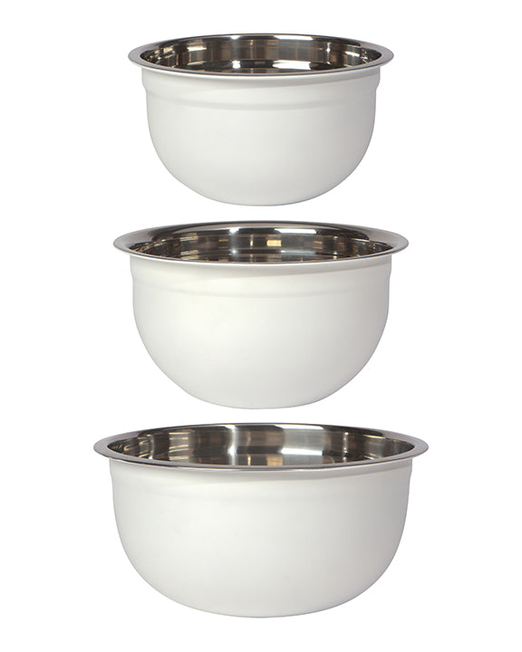 Danica Designs Matte Steel White Mixing Bowls Set of 3