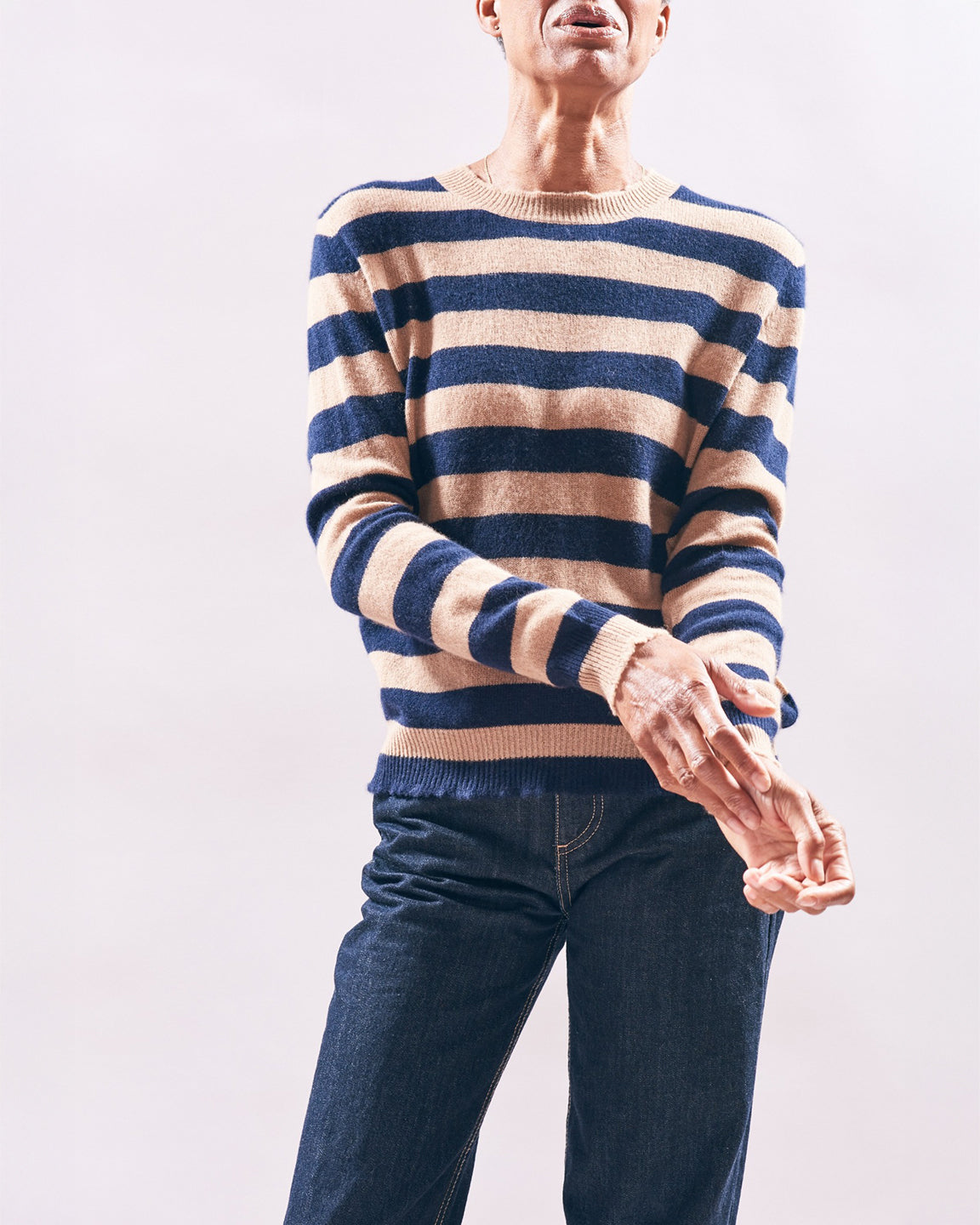 Jumper 1234 Stripe Distressed Crew