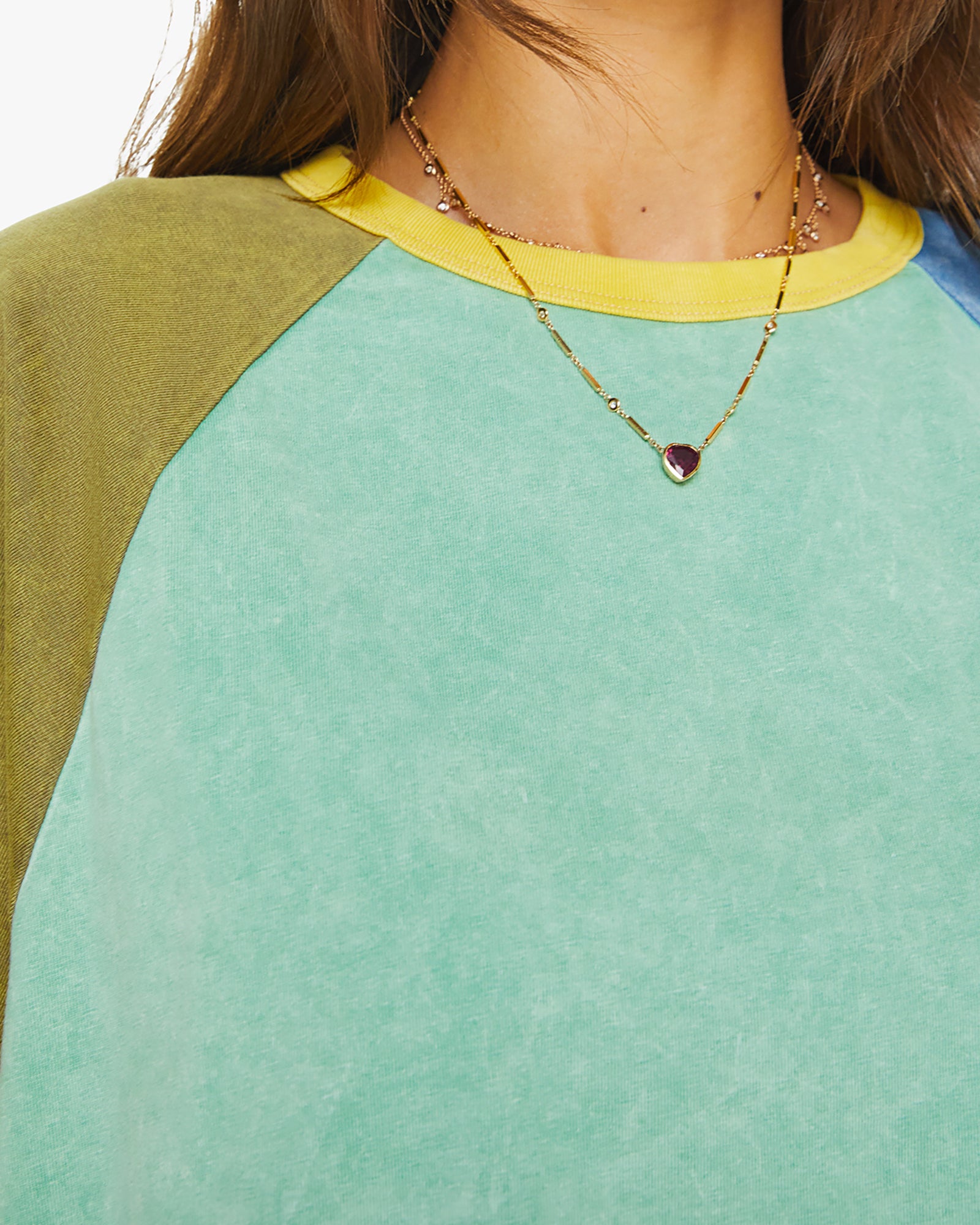 Mother The Quick Dip Top in Green, Blue, and Yellow Multi