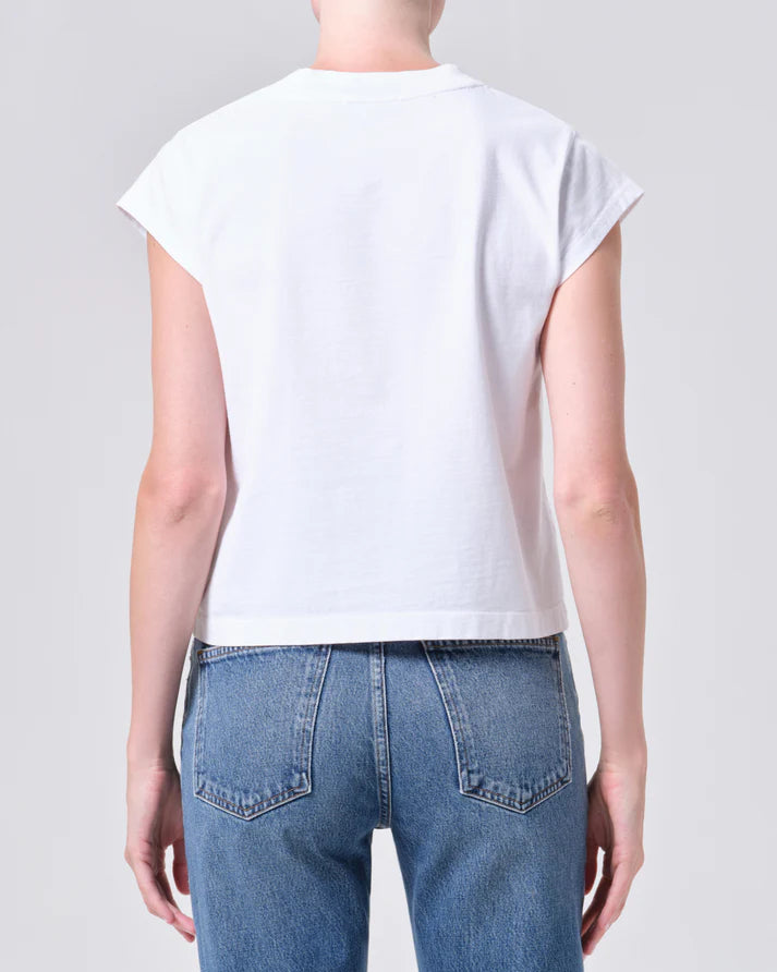 Agolde Bryce Cap Sleeve Tee White