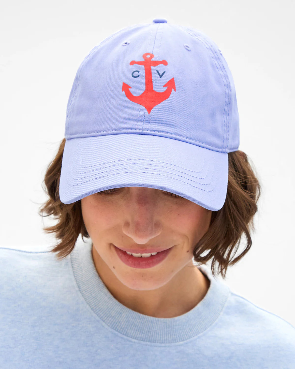 Clare V. CV Anchor Baseball Hat in Lilac