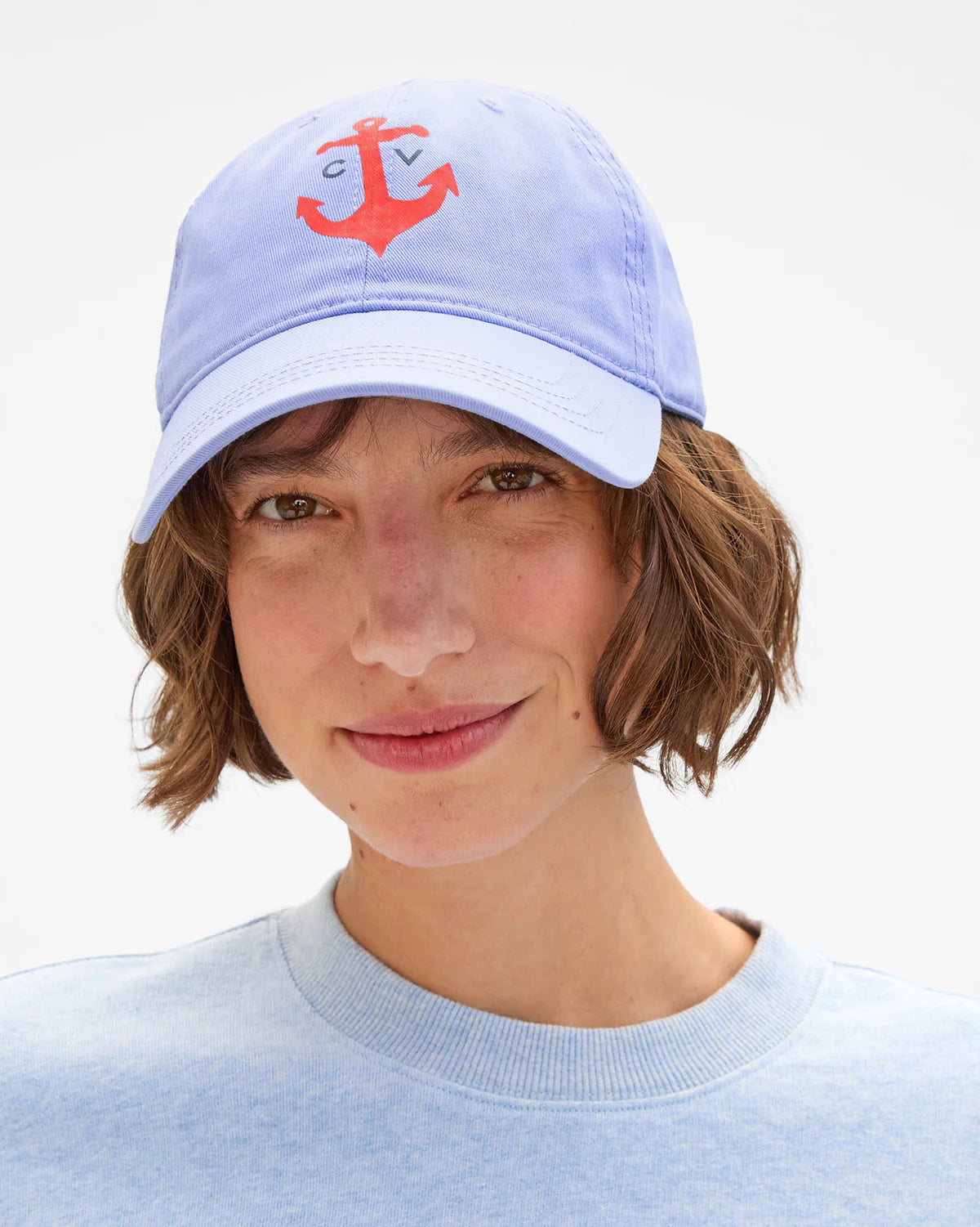 Clare V. CV Anchor Baseball Hat in Lilac