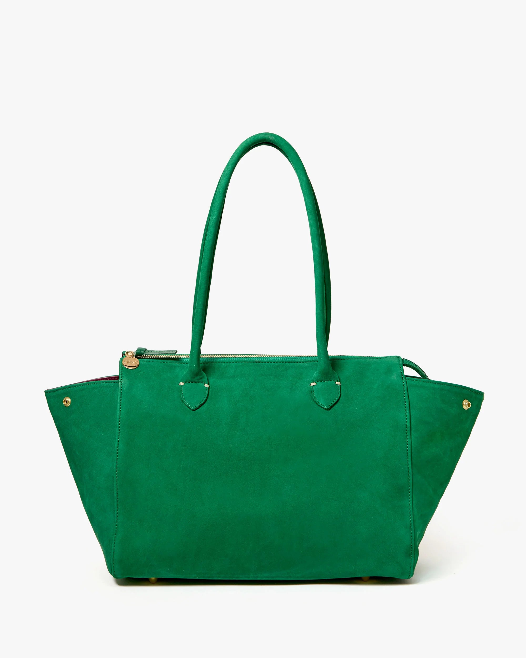 Green handbag on a white background