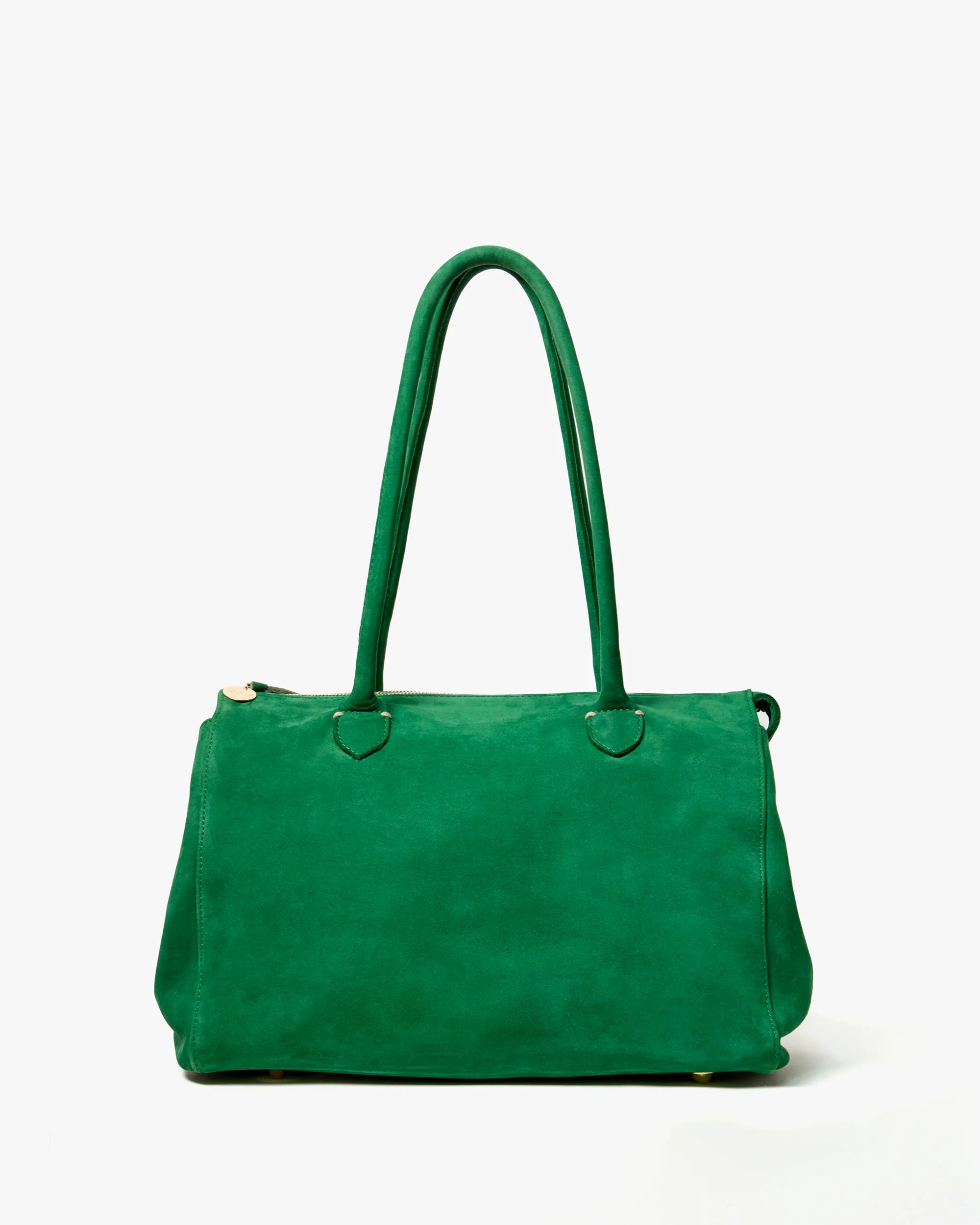 Green handbag on a white background
