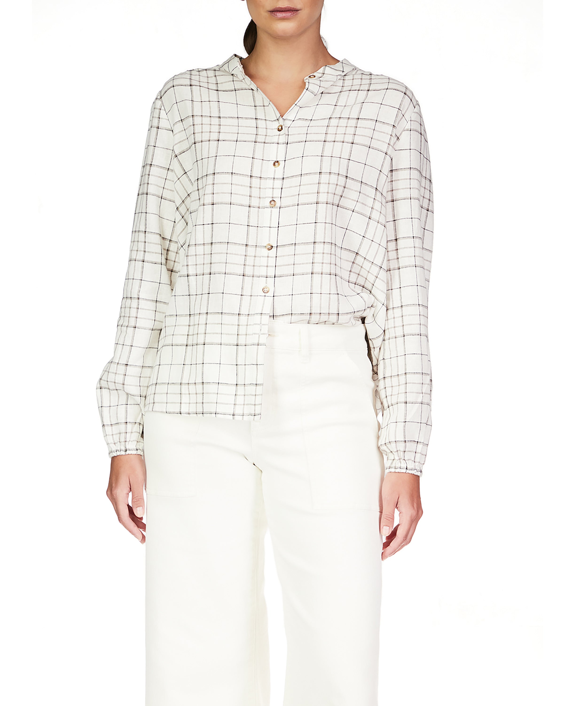 Sanctuary As You Are Button Front Shirt in Graphic Windowpane