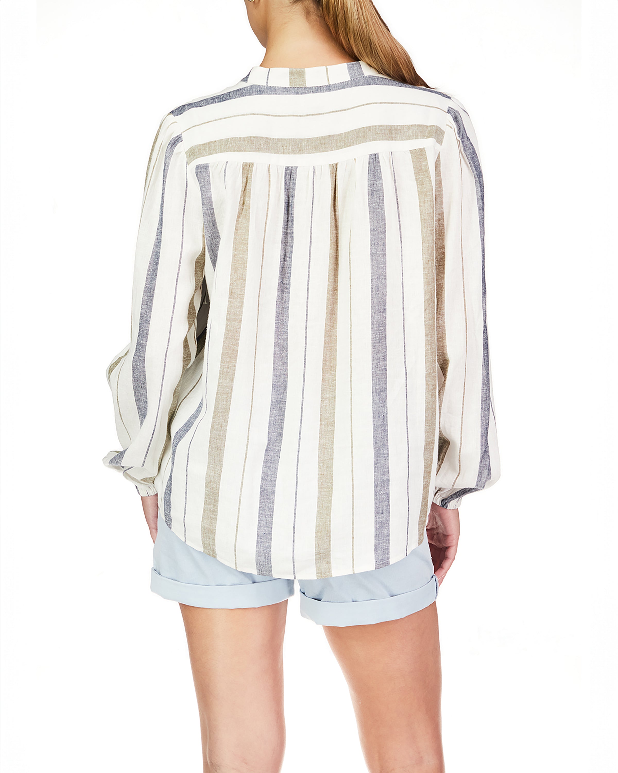 Sanctuary As You Are Button Front Top in Ocean Stripe