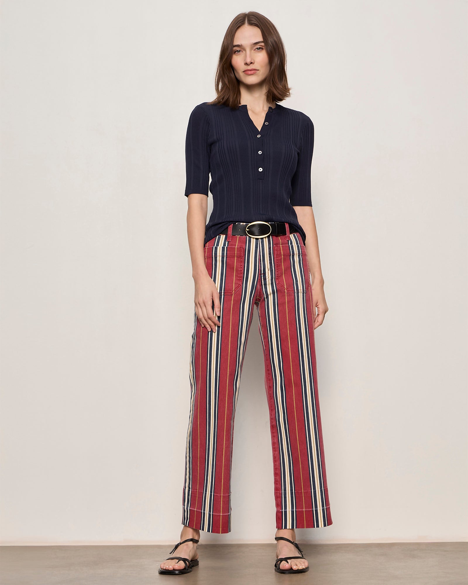 Sanctuary Mariner Pant in Very Berry Stripe