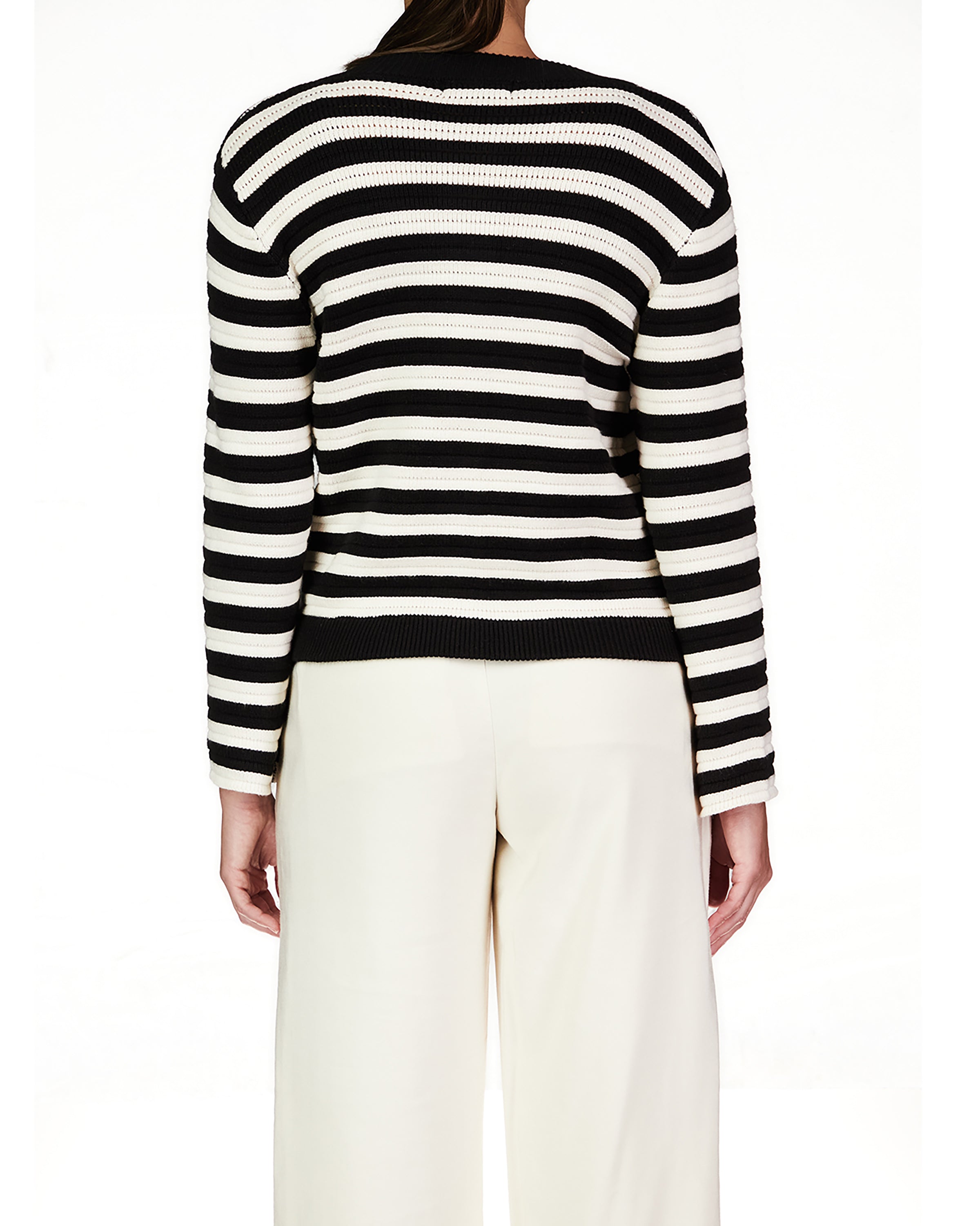 Sanctuary Knitted Jacket in Chalk and Black Stripe